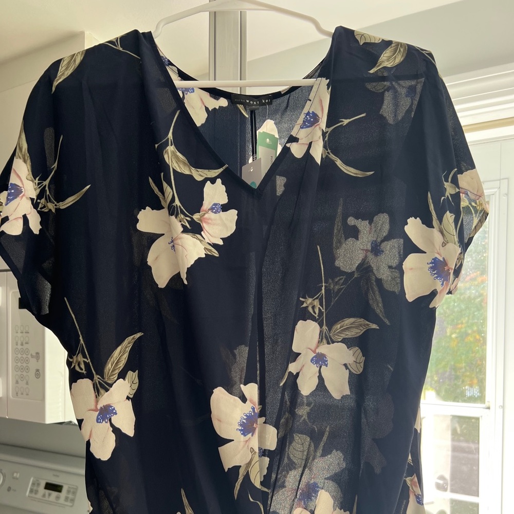 Navy Floral Top